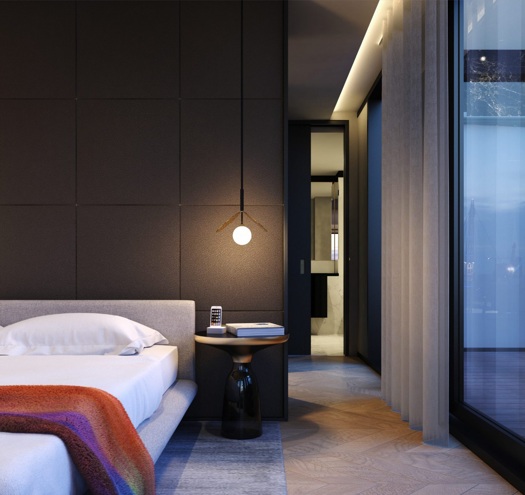 Conran and Partners_Greenwich Peninsula Riverside_The Waterman Building_Penthouse - Bedroom View 04